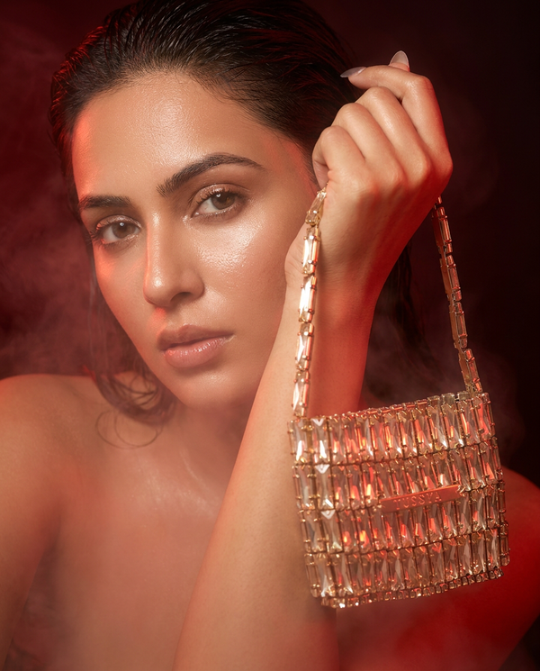 Vesper Crystal Woven Bag - Gold