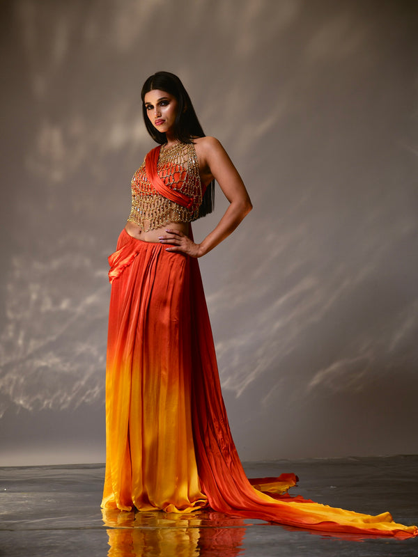 Swarnima Saree with Crystal Top