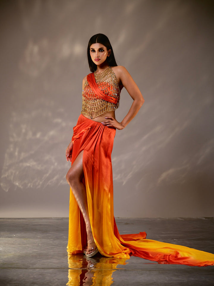 Swarnima Rathi Swarnima Saree with Crystal Top – Tussya by Shreya